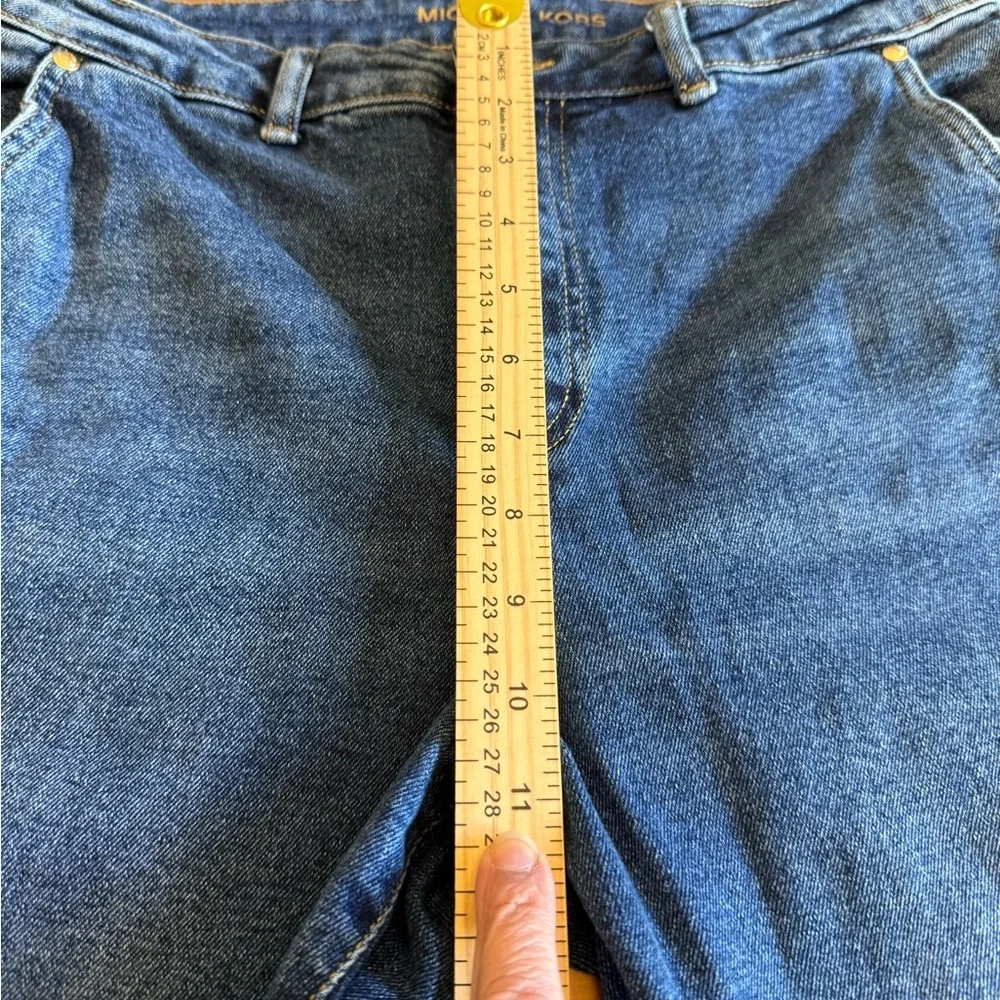 Michael Kors Denim Jeans Sz 12 Front Pockets Flare Dark Wash Classic Chic Womens